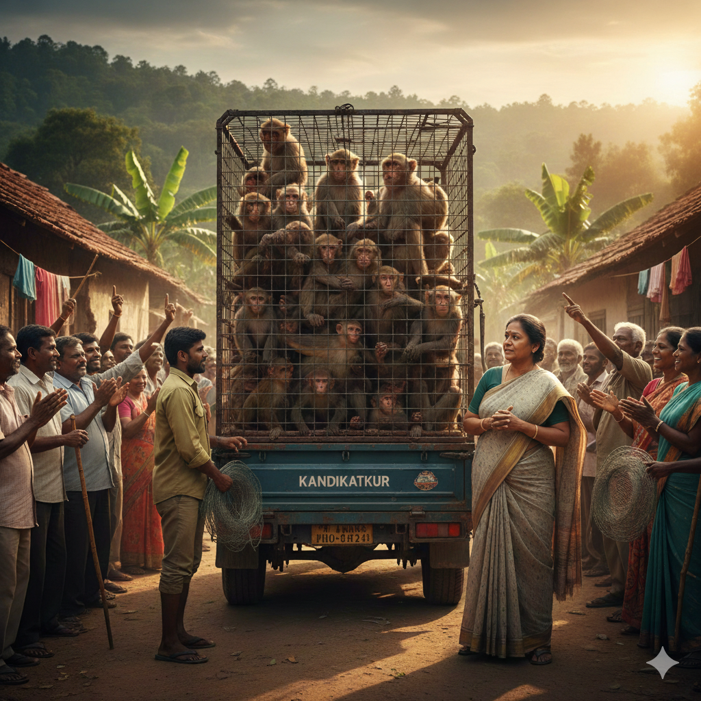 ఇంటి పైకప్పుల నుండి అడవి బాట: కండికత్కూర్ గ్రామస్థులకు తప్పిన కోతుల తిప్పలు!